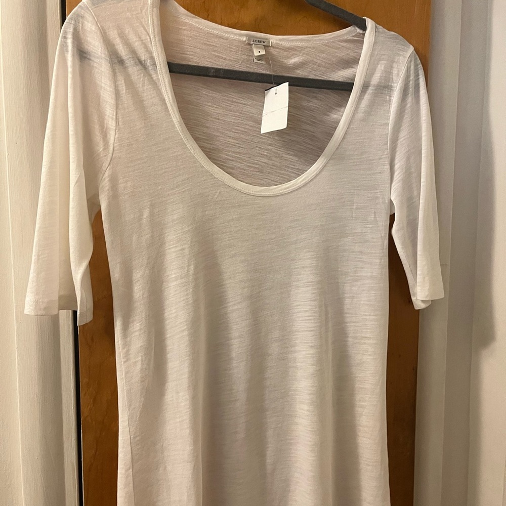 J. Crew Fitted White 3/4 Sleeve Tee